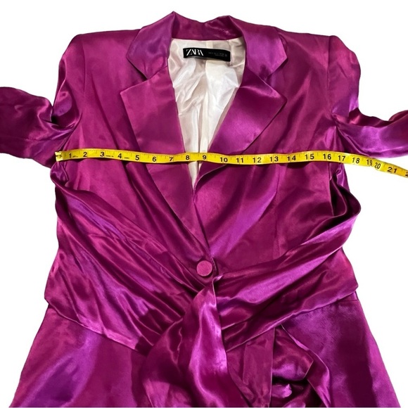 ZARA SATIN BLAZER WITH BUILT IN TIE SASH SIZE S PINK/ FUCHSIA FEMININE ROMANTIC - Picture 9 of 16
